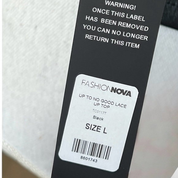 Fashion Nova Black Lace-Up Halter Top NWT whimsigoth biker sexy festival - Picture 7 of 8